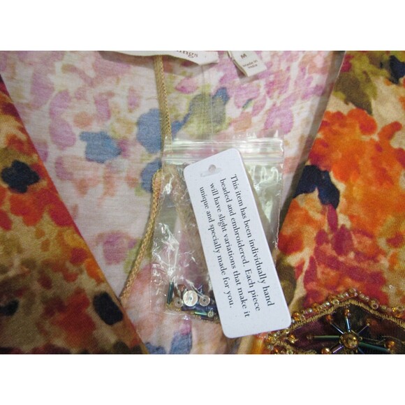 Soft Surroundings Multicolored Floral Beaded Top Overlay Maxi Dress Size M NWT - Picture 8 of 9